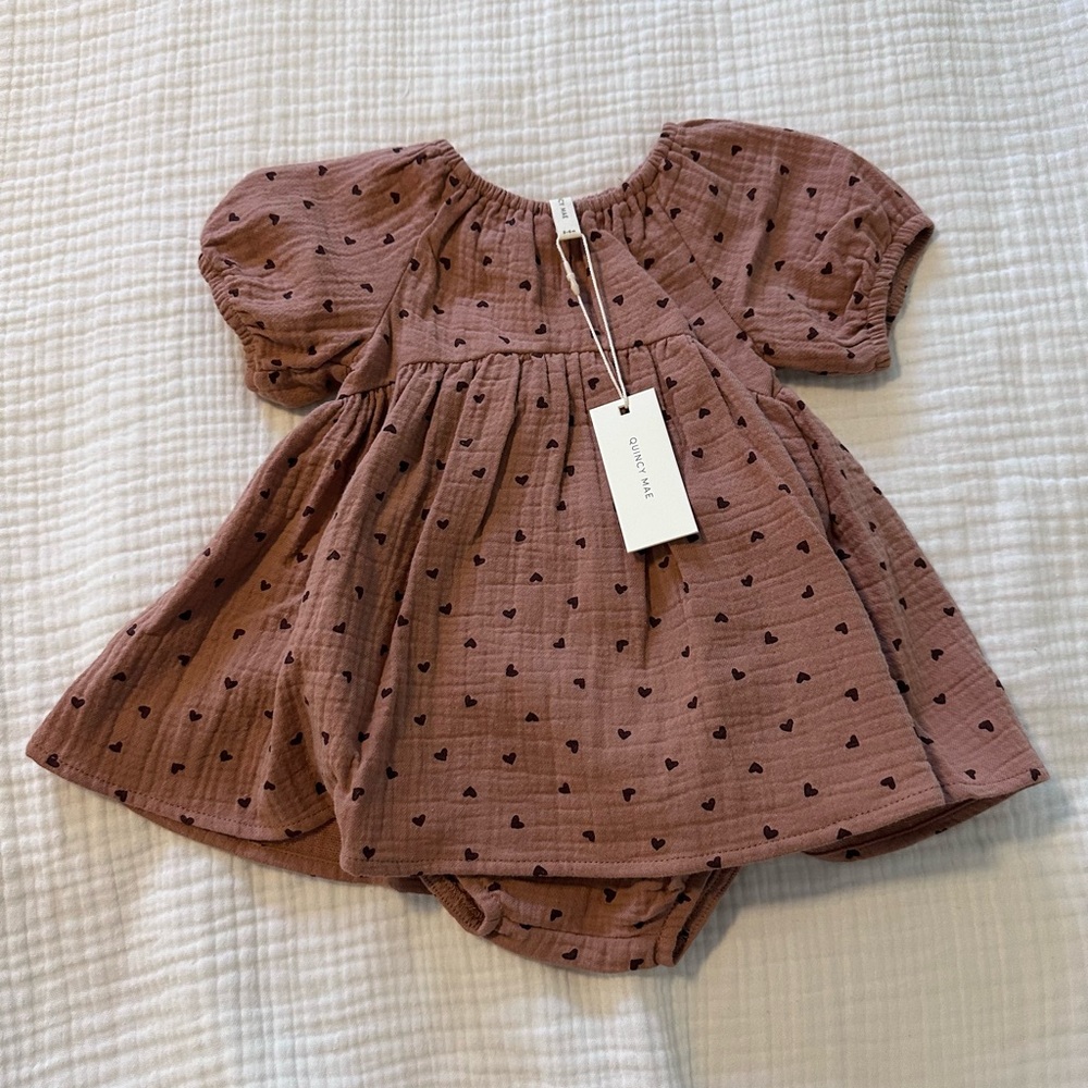 Quincy Mae Bella Heart Dress With Bloomers